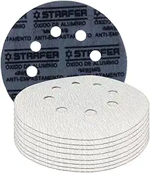 Kit 10 Disco de Lixa Fecho Aderente Pluma Branco 8 Furos 115mm Grão 1000 - Starfer