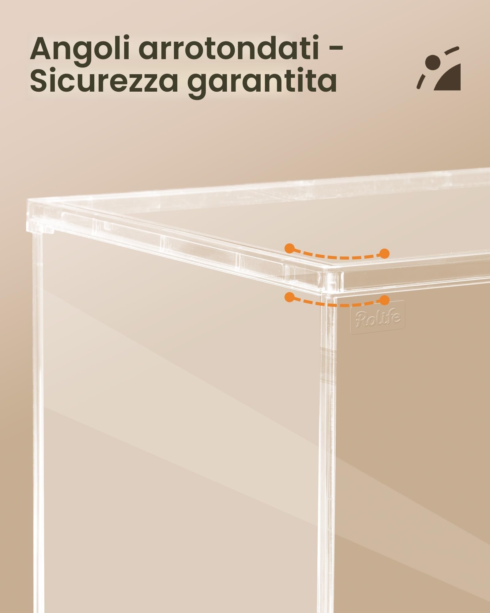 Rolife Vetrina in Acrilico DF03L - Vetrina Antipolvere con Porte, Spazio Utilizzabile Interno 10,63 × 8,63 × 8,86 pollici, Adatta a Case Miniature, Blind Box, Pop Figure & Collezioni
