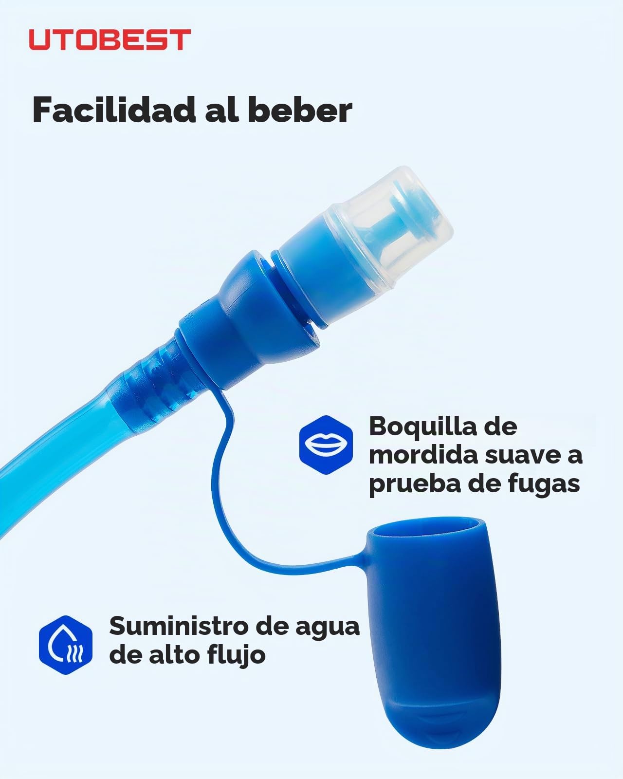 UTOBEST Vejiga de hidratación, Bolsa de Agua de 1 l, 1,5 l, 2 l, 3 l, Bolsa de Agua sin BPA, depósito de Agua a Prueba de Fugas para Correr, Ciclismo, Senderismo, Camping