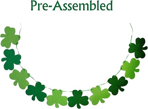 Miniatura 2 de Guirnalda de trébol de trébol para decoración del día de San Patricio guirnalda de trébol de fieltro viene con 2 unidades premontadas pancarta de