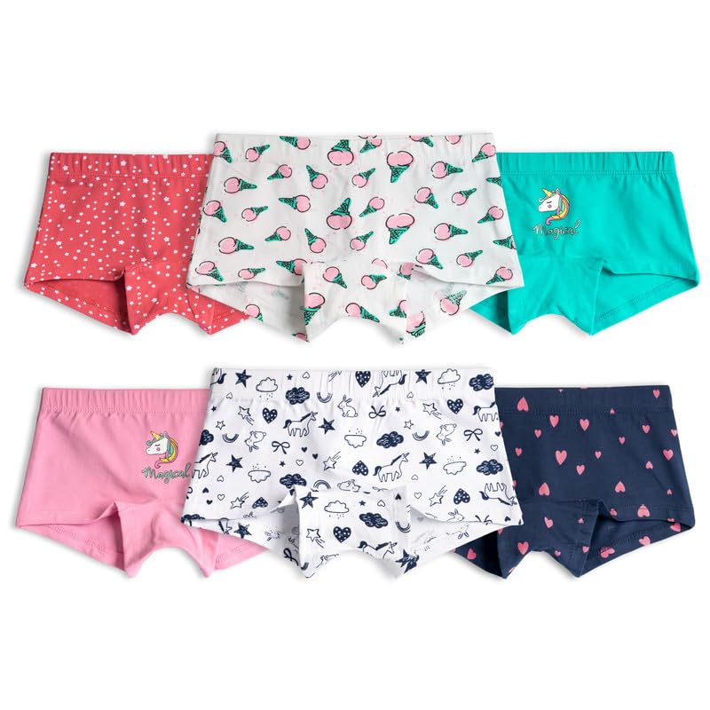 Real Basics Girl's Cotton Multicoluor Boyshorts (Pack of 6)