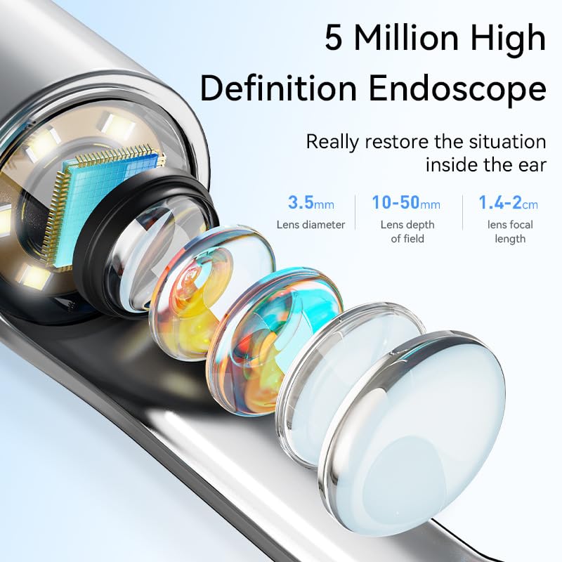 Image of Wireless Ear Wax Removal Tool with Camera, Smart Visual Ear Cleaner, 5MP HD Endoscope, Safe Silicone Tip, Type-C Charging