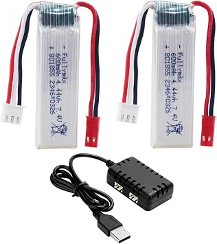 sea jump 2PCS 2S 7.4V 600mAh Li-ion Battery with 2in1 Charger Suitable for XK A280 A160 A300 RC Remote Controlled Aircraft Fixed Wing Battery Glider Sircraft Model Toy Accessories