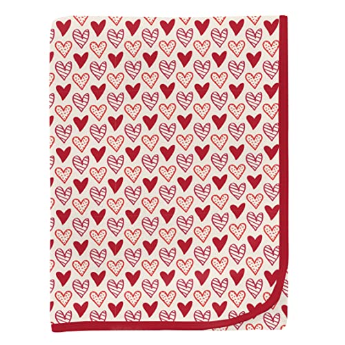 Image of KicKee Swaddling Blanket, Made from Luxuriously Soft KicKee Signature Blend Fabric, Buttery Softness for Snuggling Your Baby (Natural Heart Doodles - One Size)