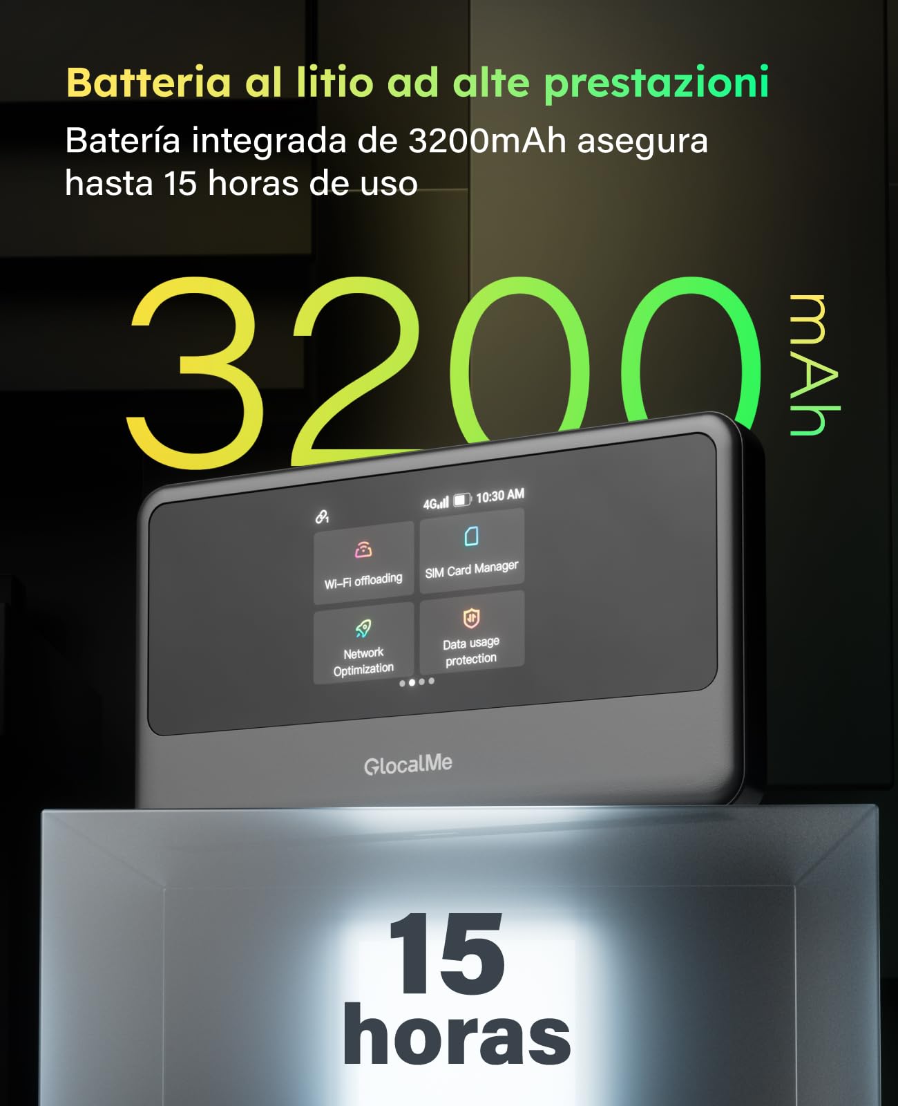 GlocalMe MeowGo 4G Router WiFi Móvil, DL 390 Mbps/UL 150 Mbps, Internet Móvil para 200 Países Globales, Sin Necesidad de SIM, WiFi Portátil para Viajes sin Contrato con 1GB de Datos Globales