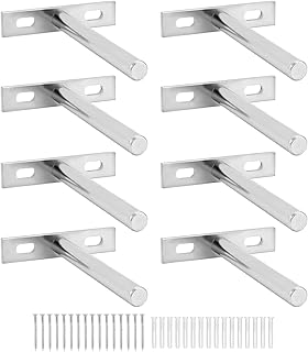 QWORK® 8 Pièces Fixation Étagères Murale Invisible - 100mm - Supports Étagères Flottante en Fer Solide