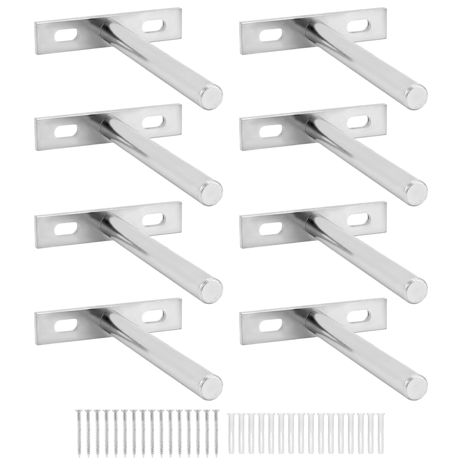 QWORK 8 Pack Floating Shelf Bracket - 4 Inch 100mm - Heavy Duty Hidden Concealed Wall Shelf Brackets with Mounting Screws - Solid Steel-image-37