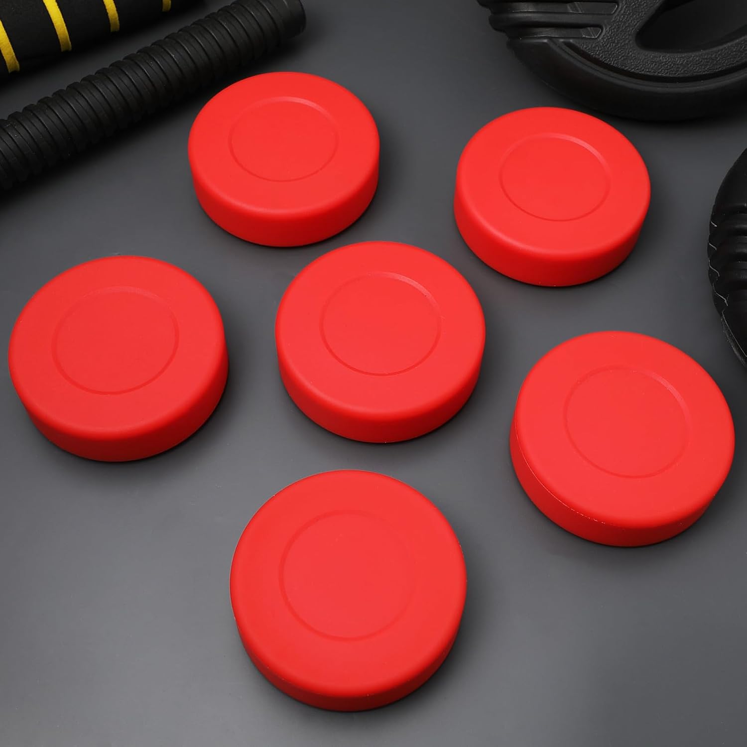 6pcs Matte Ice Hockey Pucks and Street Hockey Balls with Mesh Bag Portable PVC Design for Indoor and Outdoor Training Suitable for All Ages and Skill Levels