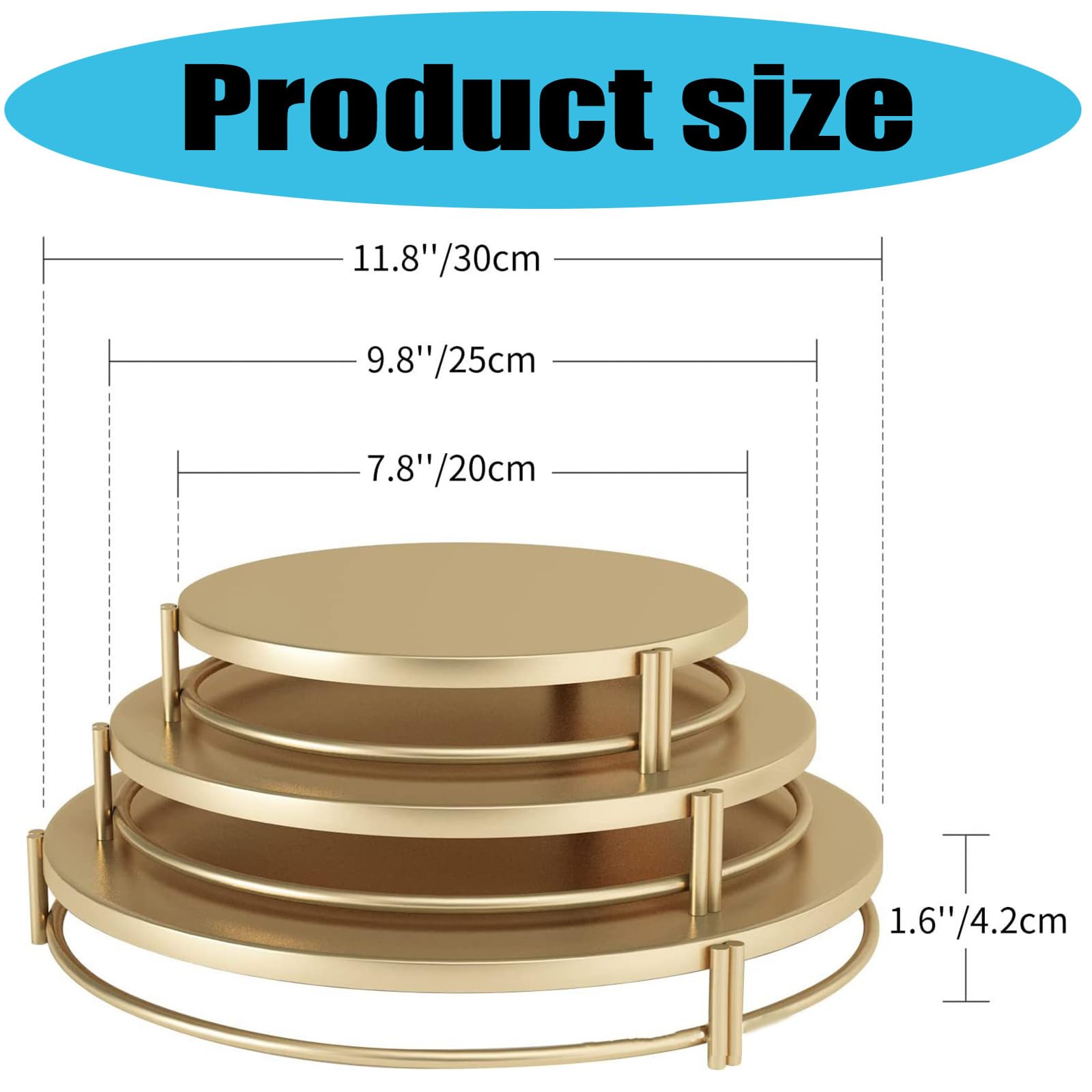 Estante de metal para postres de 3 capas, acero inoxidable, decoración de cocina, para repostería, fruta, presentación en fiestas, bodas, estante de metal resistente, herramienta para hornear