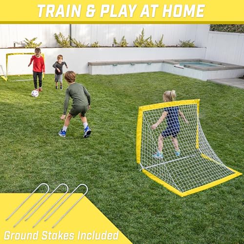 GoSports Team Tone 4 ft x 3 ft Portable Soccer Goals for Kids - Set of 2 Pop Up Nets for Backyard - Yellow by GoSports - Used condition - Image 2