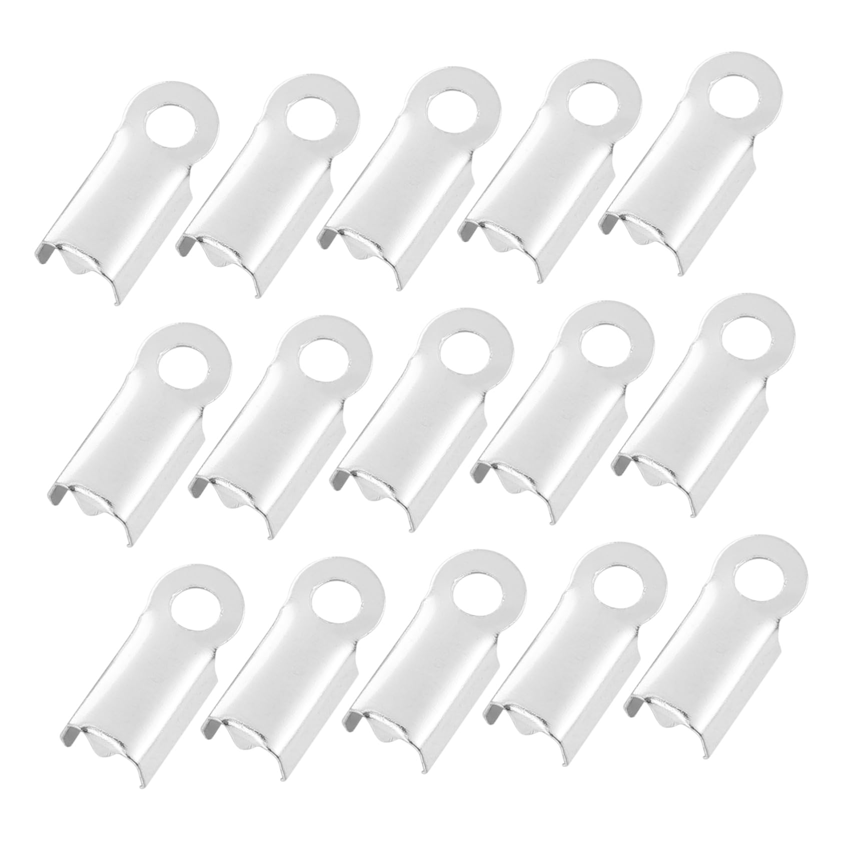 NUOBESTY 500pcs Smooth Square Clip for Wire Jewelry Necklace Cords Ribbon Bracelet Kit Cord Ends Crimp Terminators Clamp