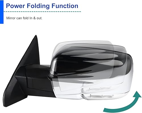 Miniatura 7 de Spec-D Tuning Sensor de temperamento con calefacción, espejo izquierdo cromado para el lado del conductor compatible con Dodge Ram 1500 2013-2019