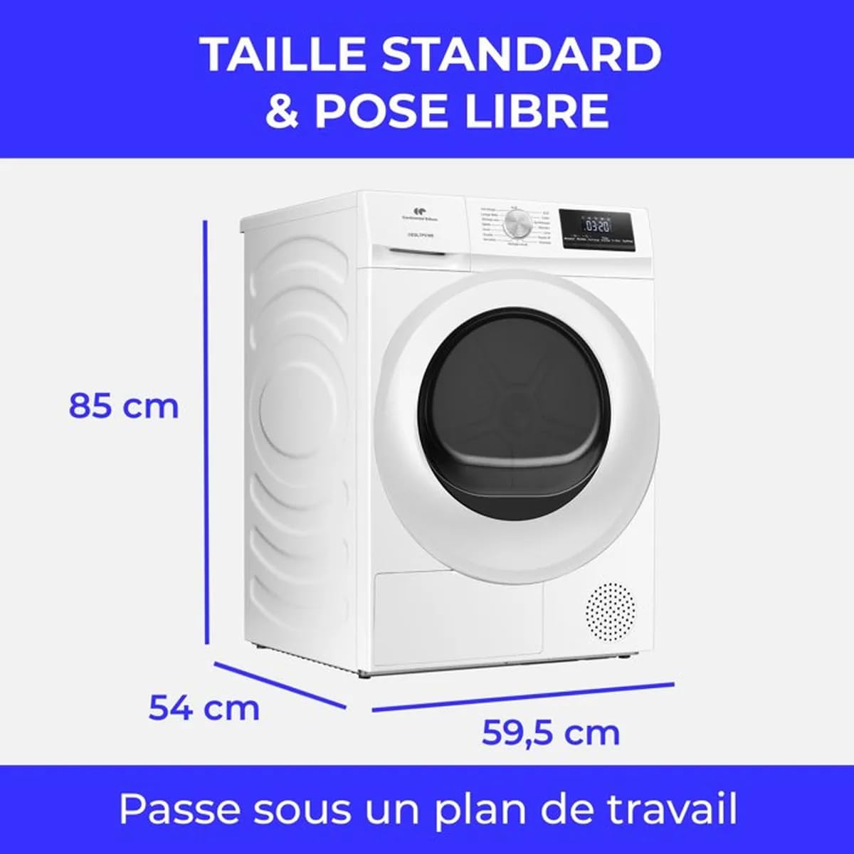 CONTINENTAL EDISON Seche-linge Pompe à Chaleur - Cesl7pcwe - 7 Kg - 60 Cm - Classe E - Blanc