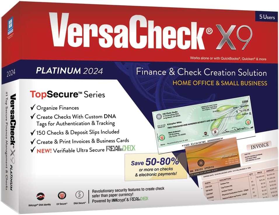 VersaCheck X9 Platinum 2024 – 5 User Finance and Check Creation Software