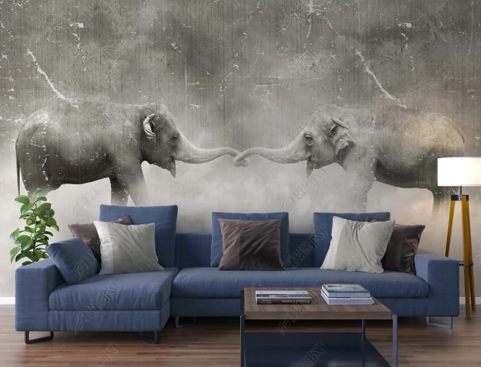 Grand poster mural éléphant trompe l'œil pour agrandir une chambre moderne