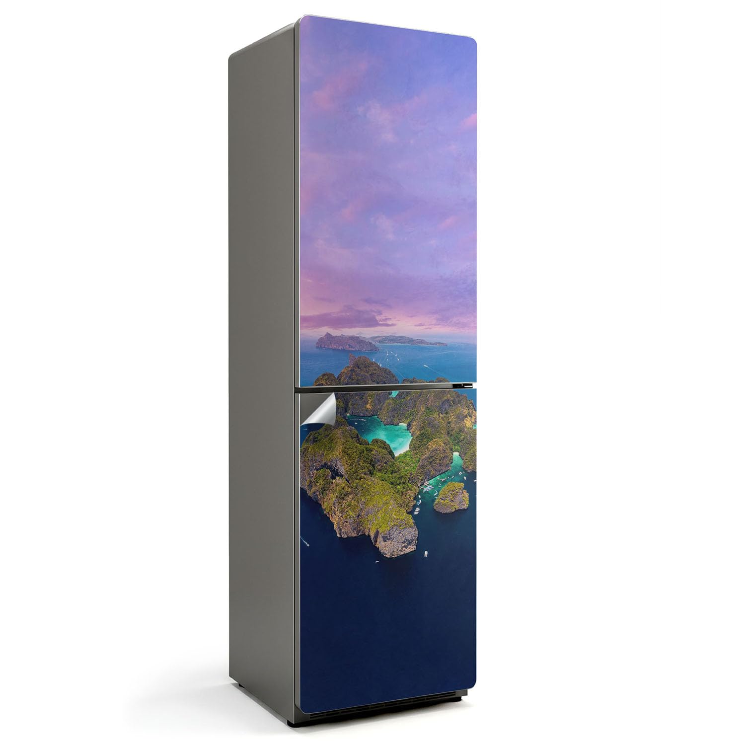 Sticker Frigo Haute Définition Lagon Tropical Couvrant 60x205