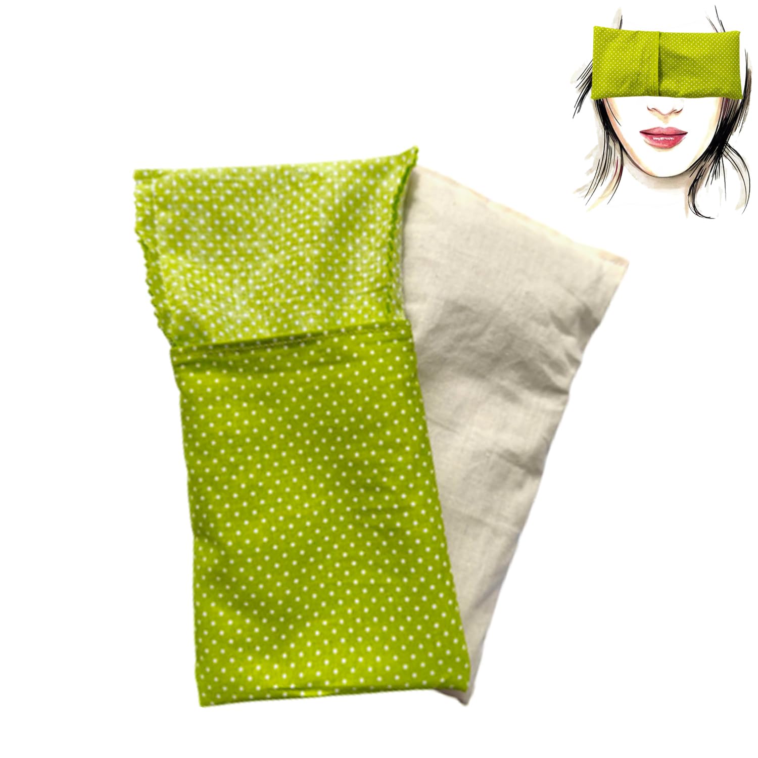 Cuscino per occhi "Verde" (1 ripieno e 1 federe lavabili) | Semi di lavanda e riso | Yoga, Meditazione, rilassamento, riposo oculare