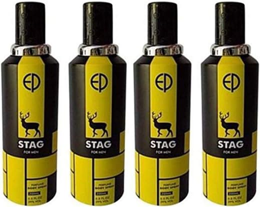Estiara Men's Stag Black & Yellow Deodorant Body Spray, 200 ml (Pack of 4) - Combo