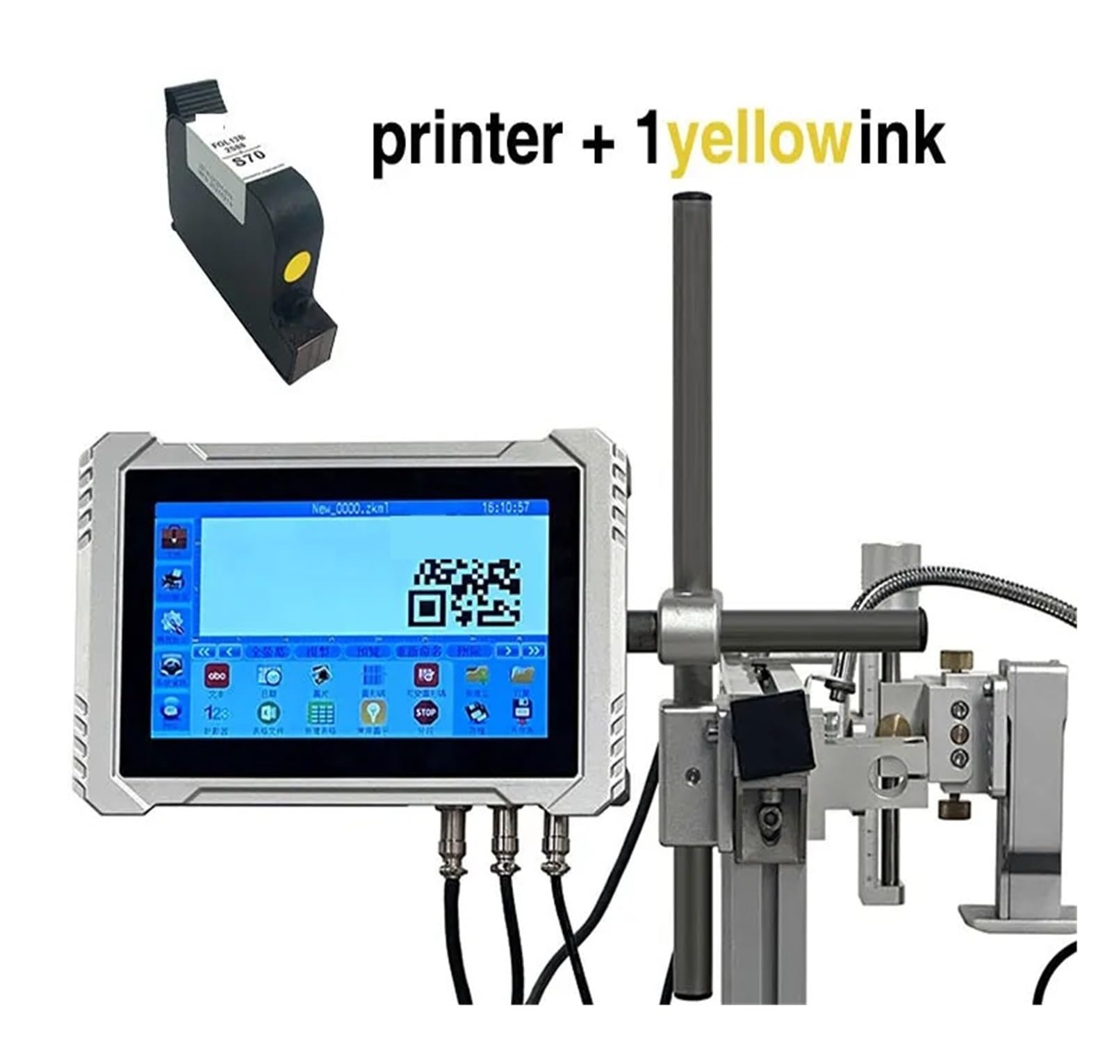 Stampante a getto d'inchiostro termica online for macchina di codifica automatica da 12,7 mm, 28 lingue su qualsiasi superficie(Printer 1 yellow ink)