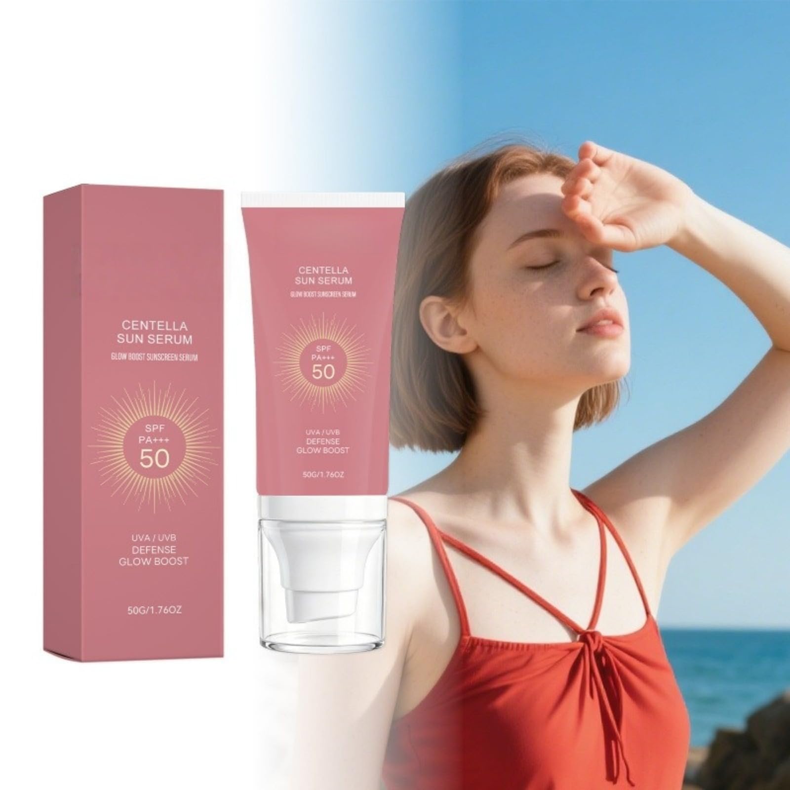 Crema solare per viso, idratante per il viso, senza olio, la consistenza è leggera, impermeabile, penetra rapidamente e non ostruisce i pori, protegge la pelle e illumina la tinta fresca e cremosa