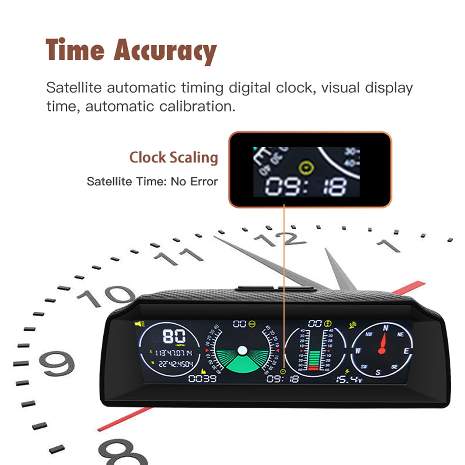 KIMISS Universal Smart Hud Display, ABS PC Car Escort GPS Satellite Speed ​​​​Time Speeding Alarm Funzione Display Bussola