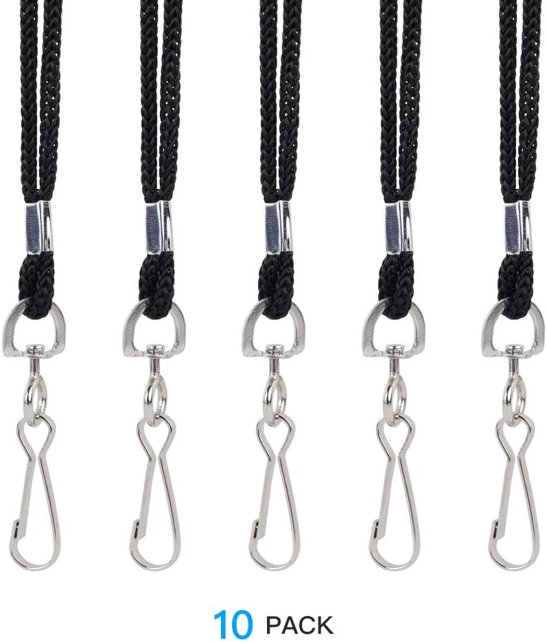 10 Pack Black Bulk Badge Lanyards Neck Straps with Metal Swivel Hook for ID Card Holder, office, School, name tags, Conference, work, Business, Employee, Students - Image 2