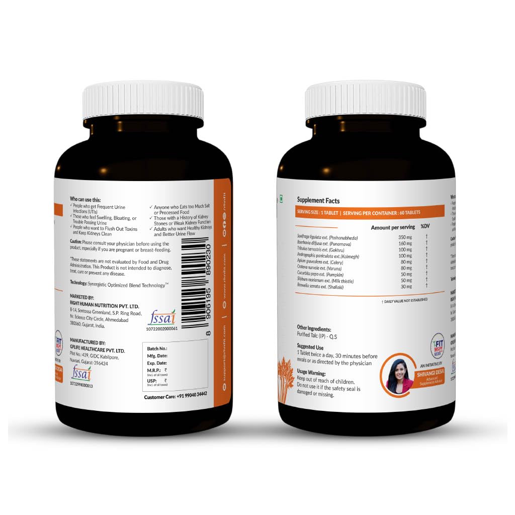 RHN Satvam Kidney Detox (60 Tablet) | Natural herbal supplements for kidney cleaning, urinary tract support for daily welfare and kidney health RHN Satvam Kidney Detox (60 Tablet) | Natural herbal supplements for kidney cleaning, urinary tract support for daily welfare and kidney health