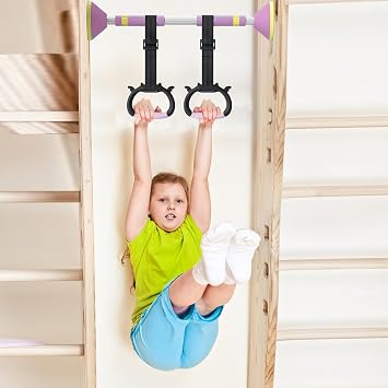 Hocklliy Gymnastic Rings Calisthenics Rings Home Gym Equipment with Adjustable Straps for Strength Training Used,Indoor & Outdoor Use Load-Bearing 250kg
