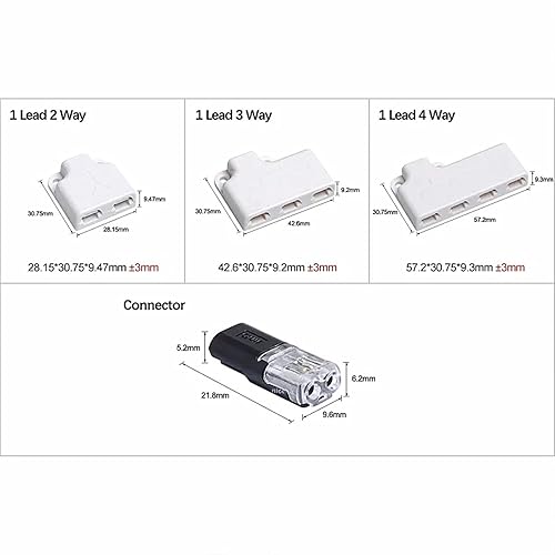 Miniatura 7 de Generic Paquete de 30 conectores enchufables de doble cable con hebilla de bloqueo, conectores de cable LED de 234 pines 2 vías, conectores de cable