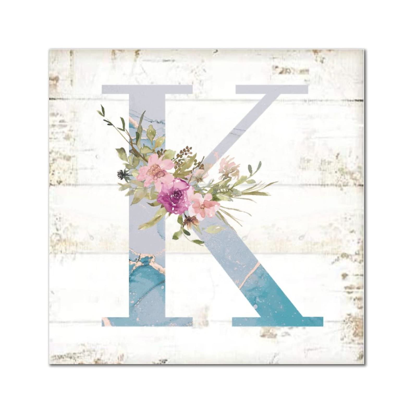 Lettre K en bois aquarelle bleue pour cadeau crémaillère