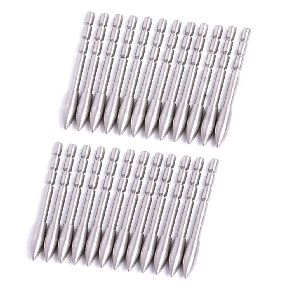 ACCMOS 24pcs 70 80 90 100 110 120 Grain Stainless Steel Bullet Point Tip for ID 4.2 mm Arrow Shaft, Archery Hunting Arrows Accessories (120gr OD5.5mm)