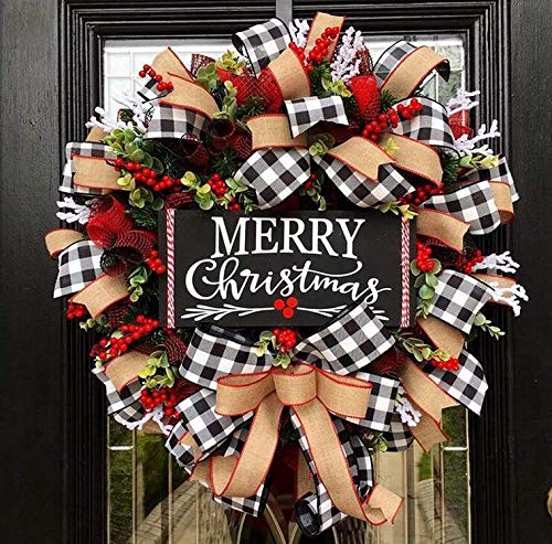 Amazon | JQStar クリスマスリース リボン 鮮やかな赤い実