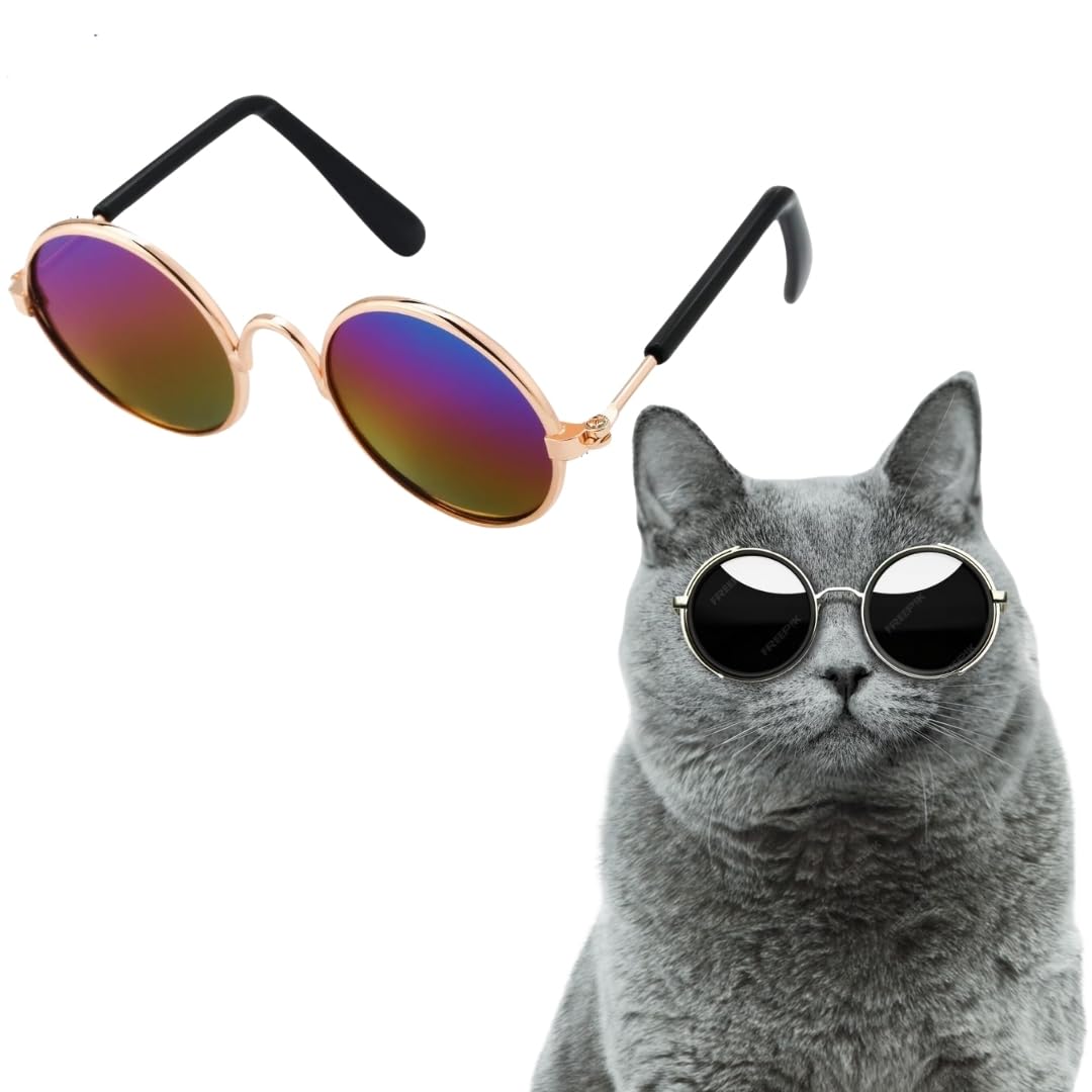 Sage Square Classic Retro Circular Cat Funny Sunglasses, Eyewear Photos Props Accessories Cosplay Glasses, Eye-wear Protection, Summer Beach Glasses Pet Photos Props for Cats (Random) (B0CSMVFDPS) Amazon Price History, Amazon Price Tracker