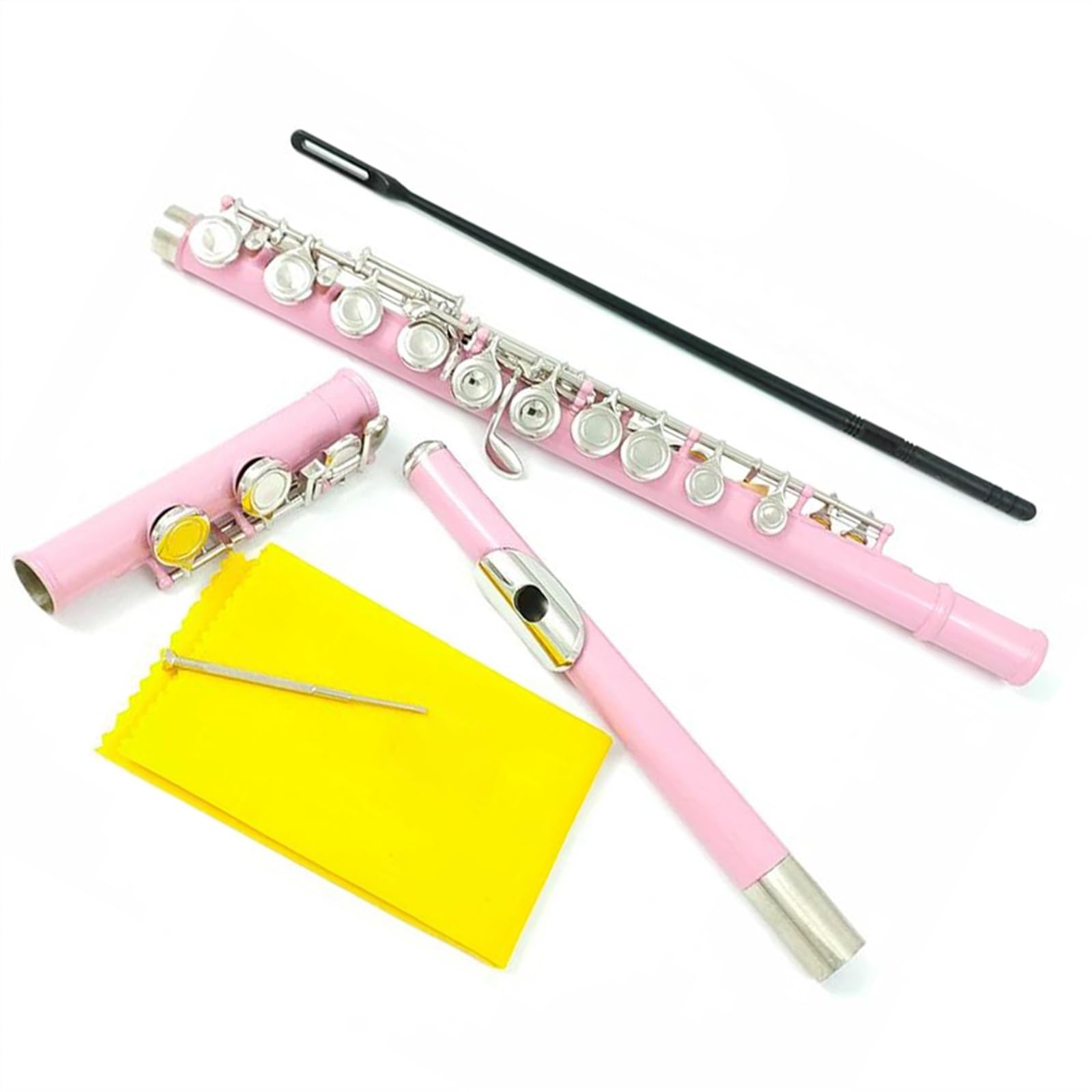 Flauta Rosa Chapada En Níquel Con 16 Agujeros, Teclas C, Instrumento De Flauta, Cuproníquel, Niquelado, Con Llave E Flauta Travesera Kit
