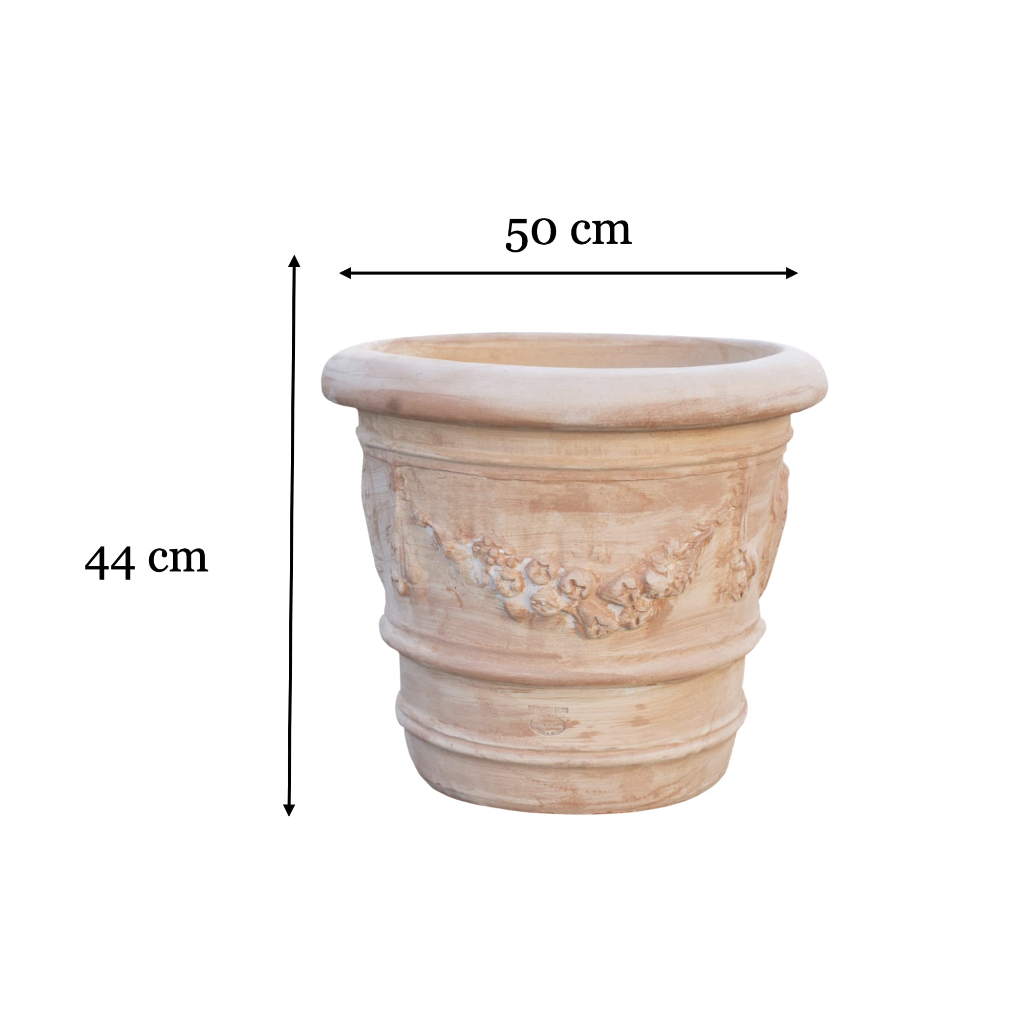 Biscottini Vasi terracotta grandi da esterno 44x50 cm Made in Italy | Vasi per piante grandi artigianali | Vaso terracotta grande
