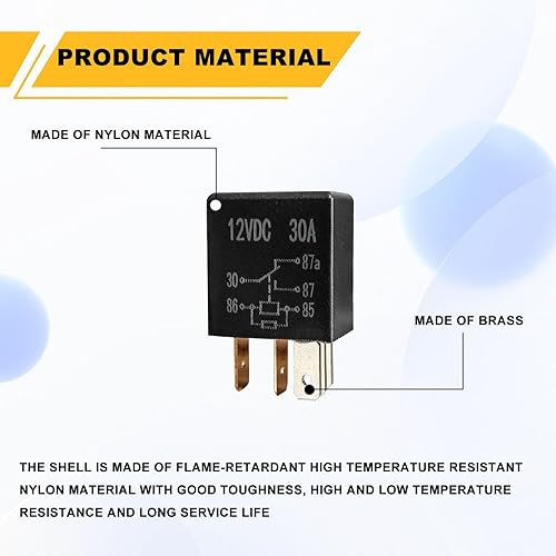 Miniatura 5 de Relé SPDT de 5 pines 12V 30A, 2 paquetes de relé automotriz multiusos, relé de arranque negro, relé resistente para motor de automóvil, accesorios