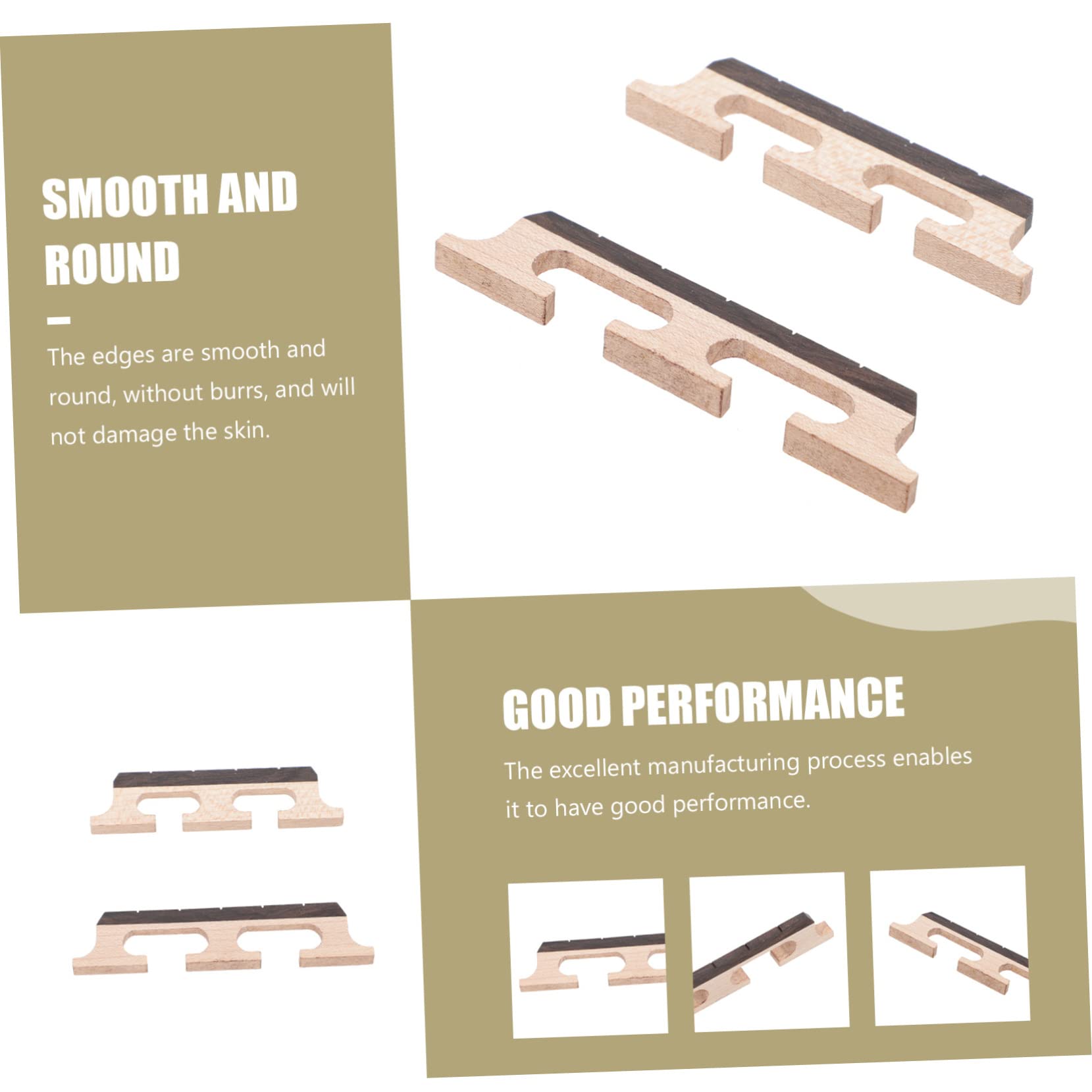 FUNOMOCYA 2 Pack Banjo Saddle Bridge 4 String Replacement Wooden Bridge for Banjo