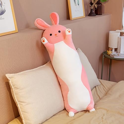 Miniatura 5 de Almohada de peluche de conejo gigante de 37.40 pulgadas, lindo juguete de dibujos animados suave de cuerpo largo para dormir, regalo para niños y