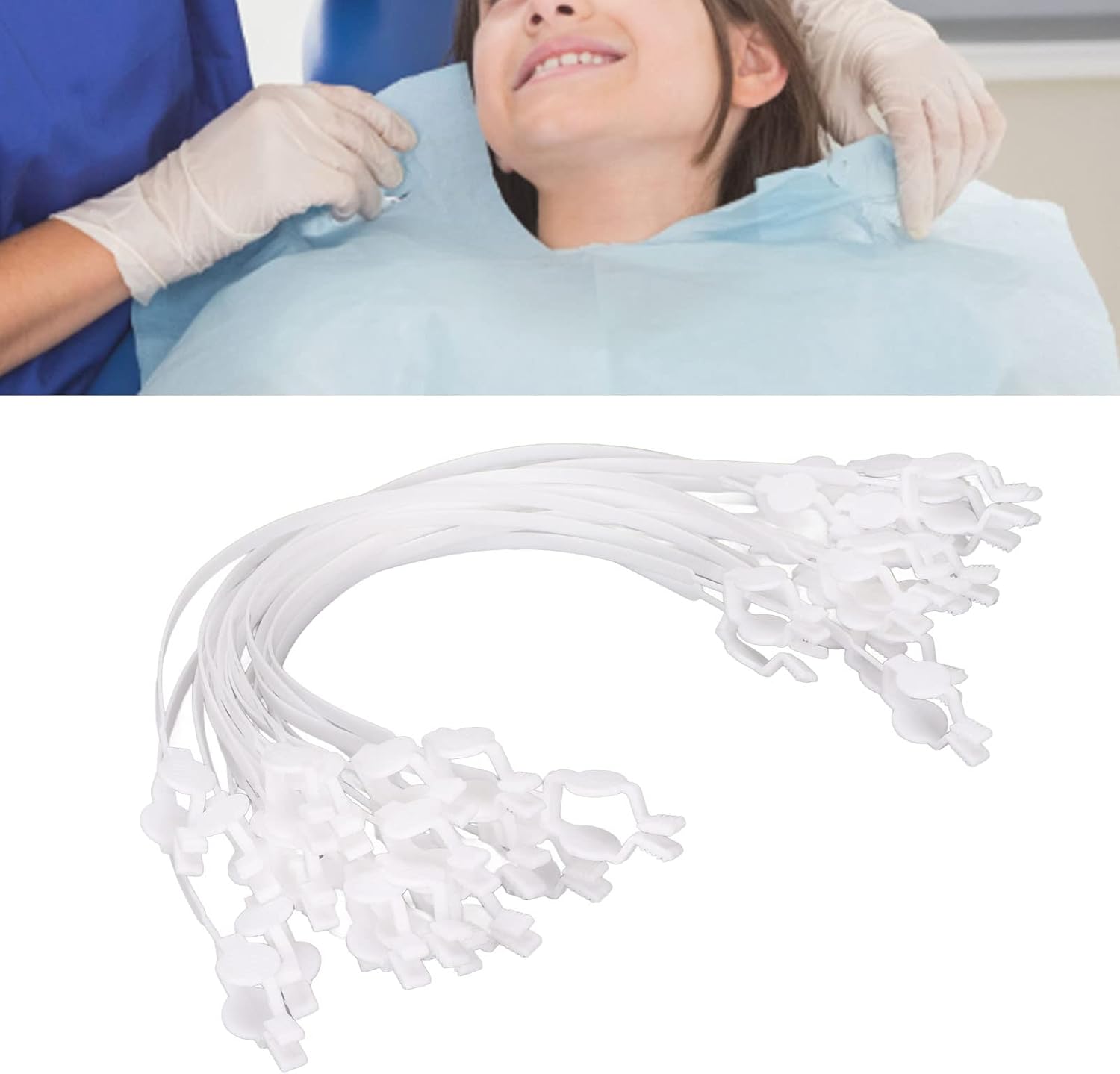 Dental Napkin Holder, 20pcs Dental Bib Clip Plastic Elastic