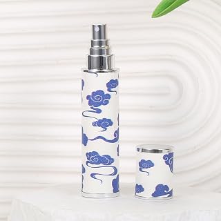 10ml Blue and White Porcelain Travel Perfume Bottle,Refillable Leather Wrapped Mini Atomizer,Leakproof Glass Inner Vial,Portable Fine Mist Spray Bottle for Women,Luxury Travel Gift