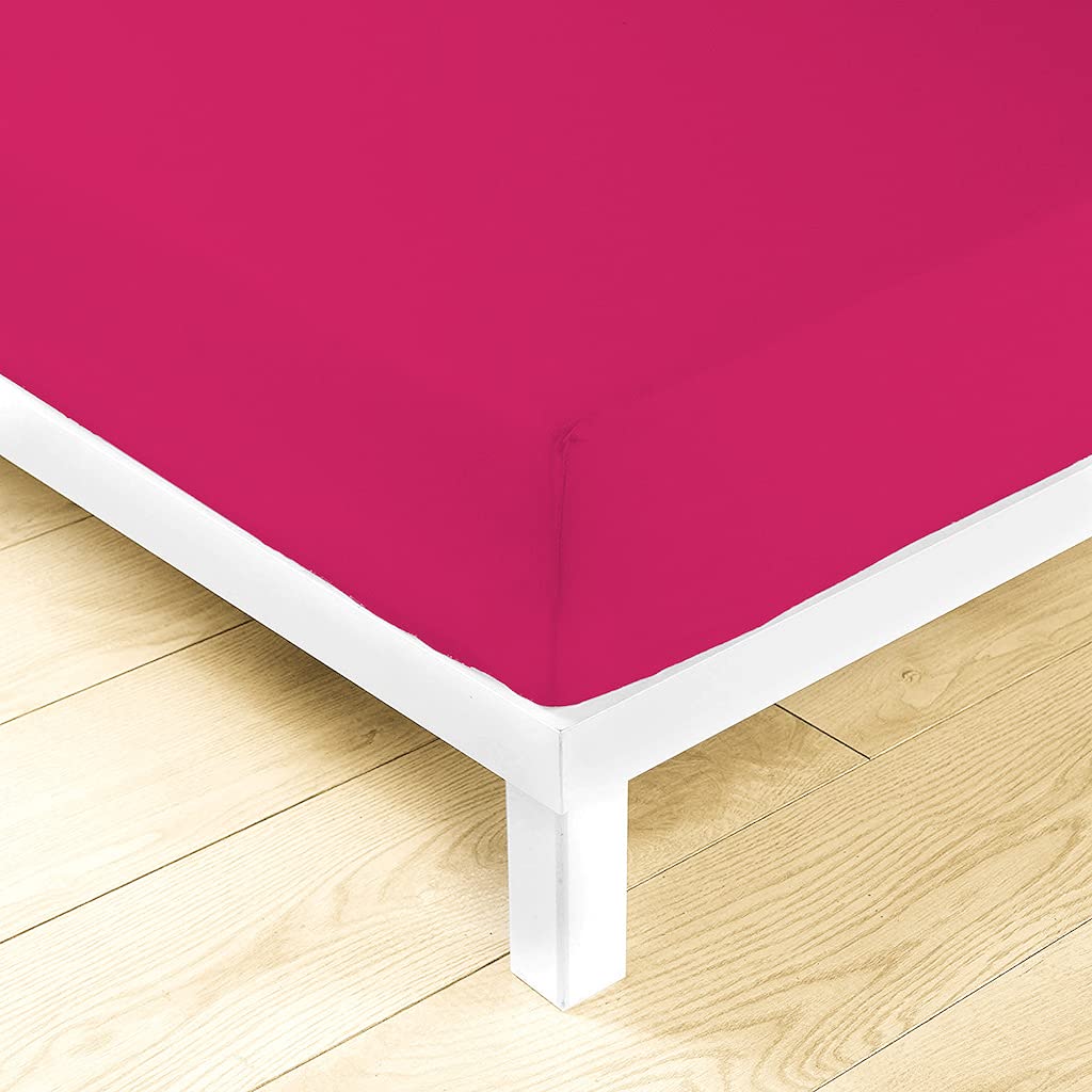 LARA MORADA - Set Completo Lenzuola Matrimoniali, 100% Cotone, Made In Italy, Tinta Unita, Per Letto Matrimoniale 2 Posti, Fuxia