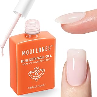modelones Builder Nail Gel, Cover Nude Builder for Nails, Pink Base Coat | Nude Pink Rubber Base Gel Polish U V/LED Cured for Natural Overlay, Apex Building, Short Extension, Self-Leveling Beginner