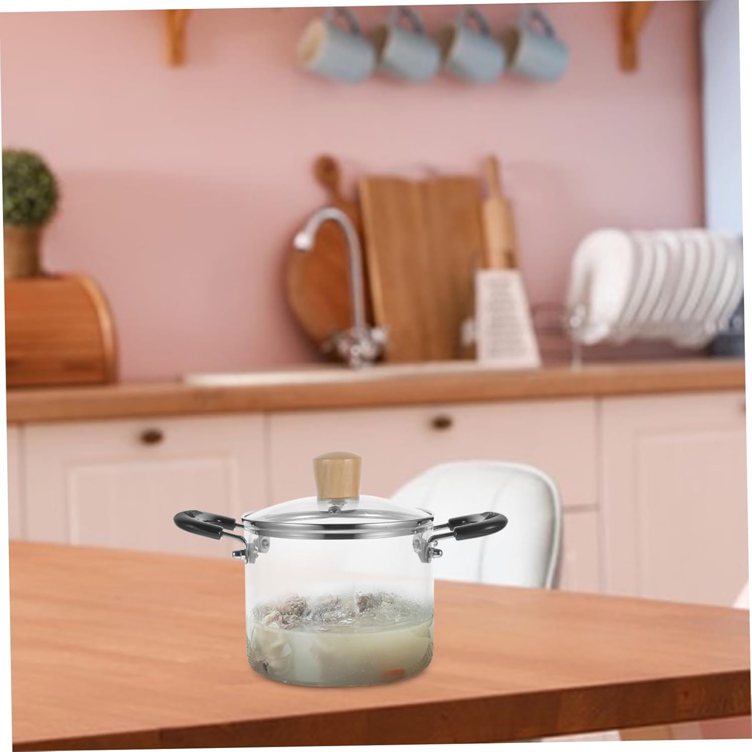 Glass Cooking Pot with Lid Heat-resistant Transparent Soup Pan for Home Kitchen Stew Cooker for Soups Milk and Versatile Cooking Methods
