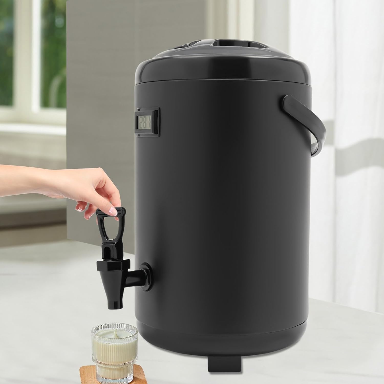 2.11gal Hot And Cold Beverages Insulated Container,Portable Water Cooler,with Spigot Stainless,Holding Time Up To 12 Hours,for Hot Water, Tea & Coffee, Cold Milk, Juice(2.64gal)