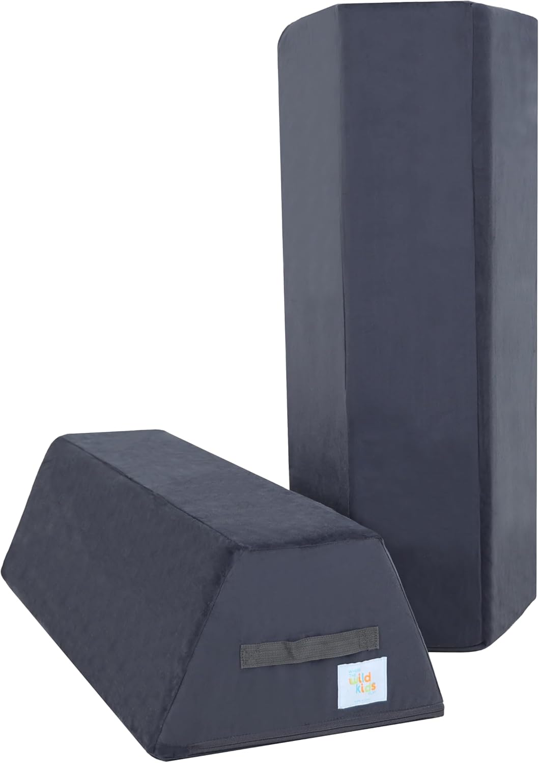 Trapezoid Set, Full-Size Set of Two Trapezoids, Play Couch Accessories, Extra Large, Extra Firm Foam, Washable & Convertible Playroom Furniture, Phantom