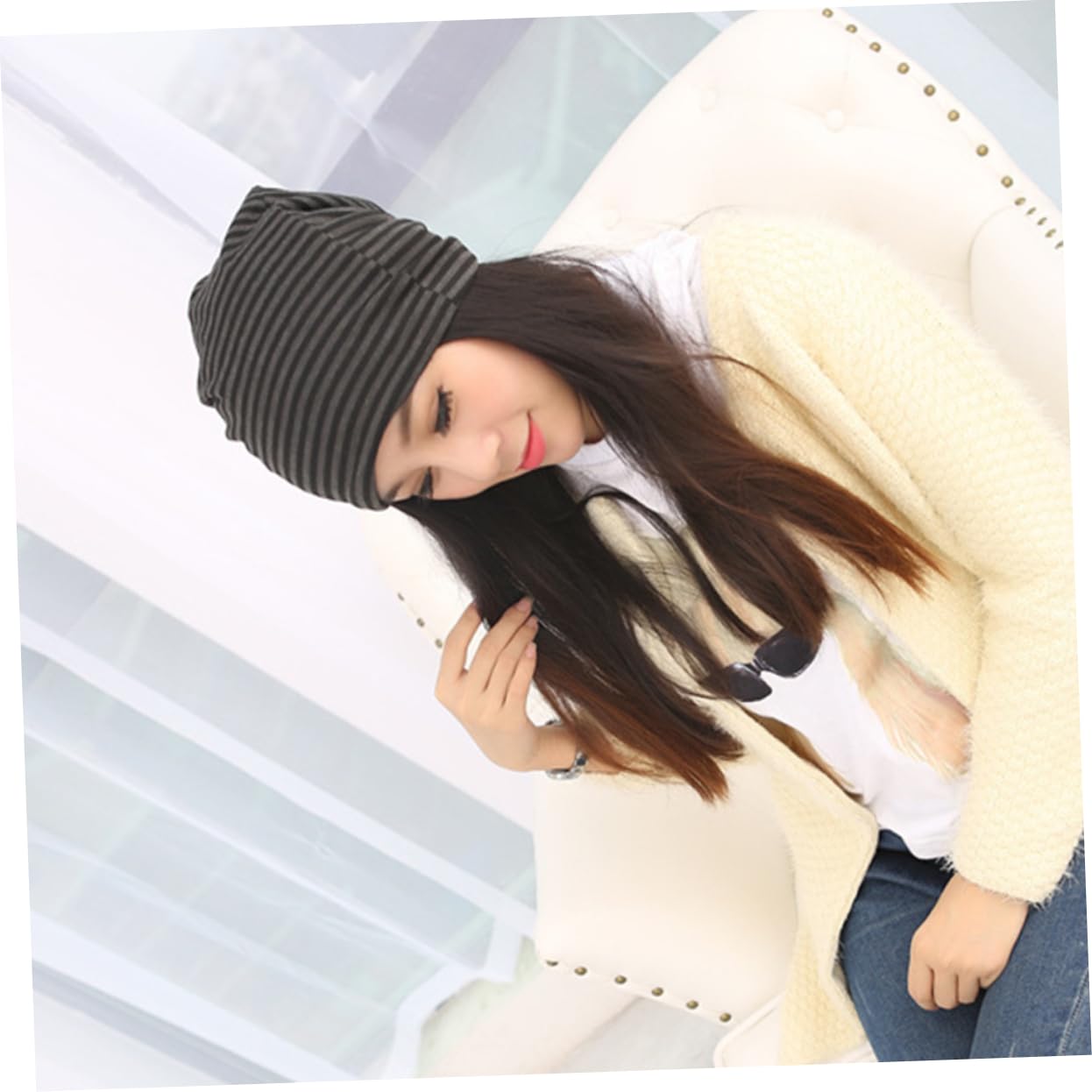 Holibanna Men's Women's Cotton Cap Comfortable Stretchy Headband Absorbent for Hair Suitable for All Seasons Random Color Black