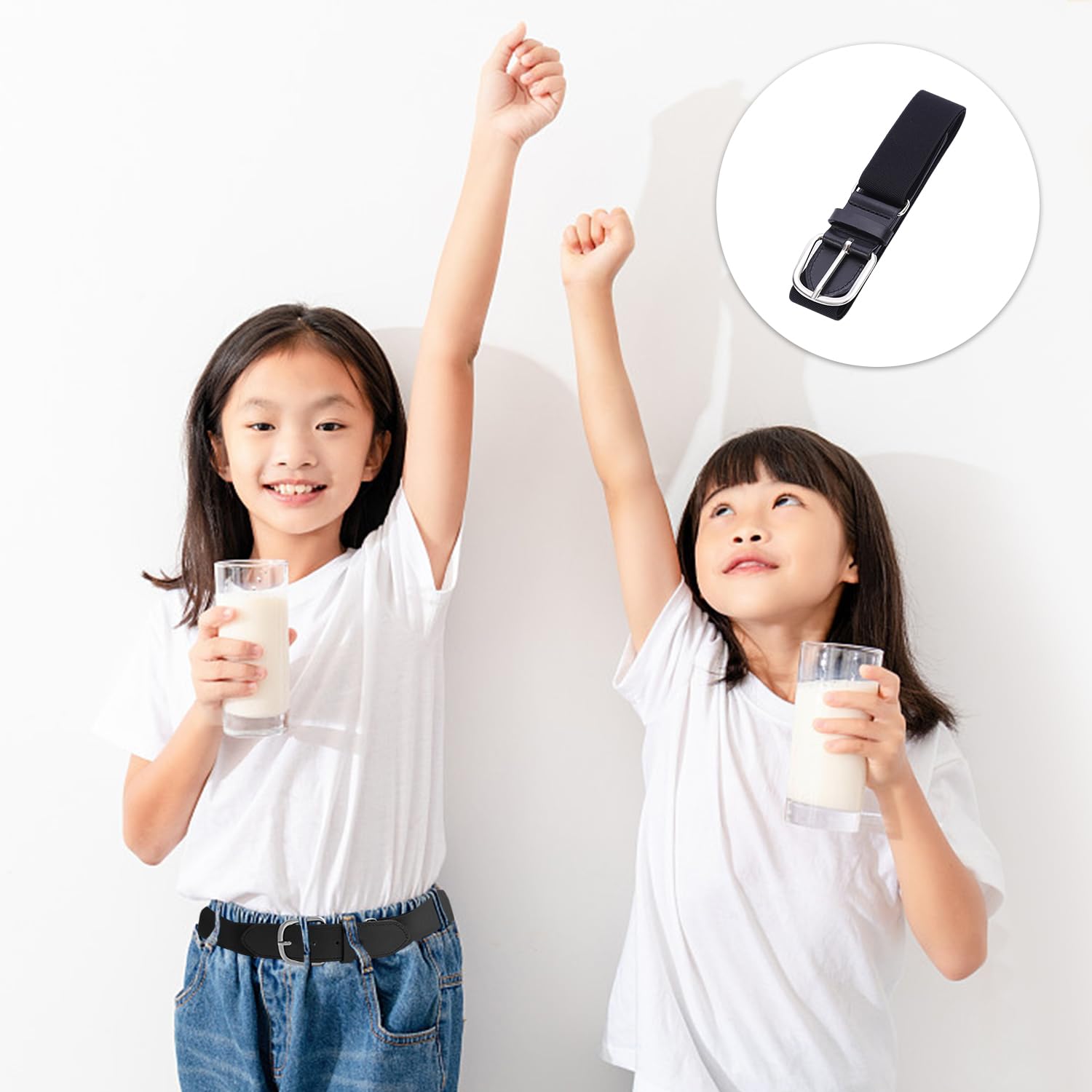 Cinturón Negro Ajustable Elástico para Niños, Accesorio de Moda