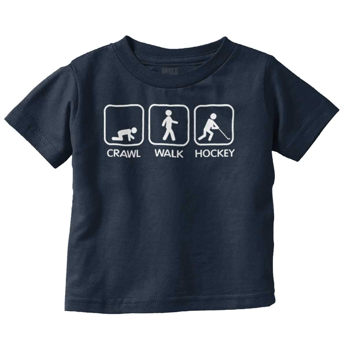 Crawl Walk Ice Hockey Athlete Parents Baby Toddler T Shirt