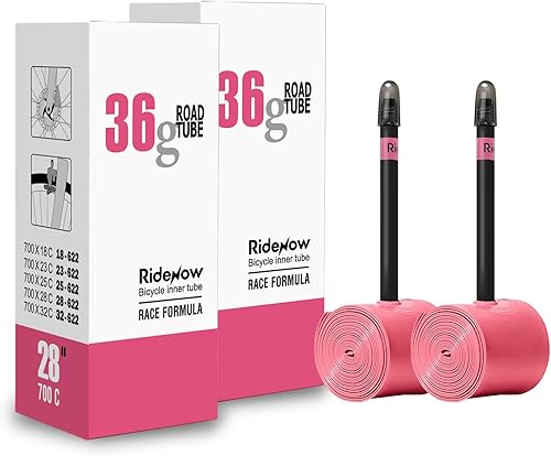 Miniatura 7 de 2 Pack Ridenow TPU Inner Tube 700 x 18-32c/32-47c Super Light for Road Bike Gravel Tubes with 45mm/65mm/85mm Presta Valves (Include Repair Patch Kit)