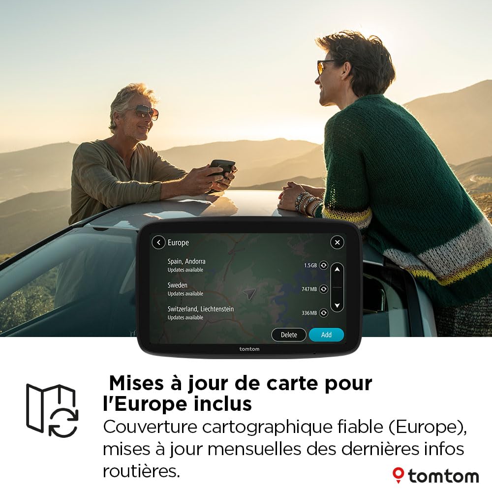 TomTom GPS Voiture GO Classic 2ème génération (6 Pouces, Info Trafic, Essai Alertes des Zones de Danger, Cartes EU, Mise à Jour Via WiFi, Guidage sur Changement de Voie, Fixation Reversible Intégrée)